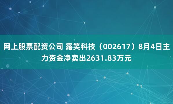 网上股票配资公司 露笑科技（002617）8月4日主力资金净卖出2631.83万元
