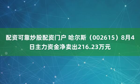配资可靠炒股配资门户 哈尔斯（002615）8月4日主力资金净卖出216.23万元